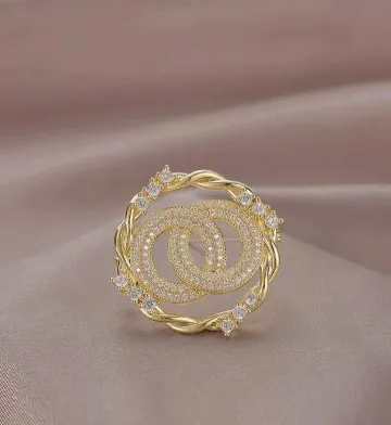 Double Ring Round Rhinestone Brooch/Pin